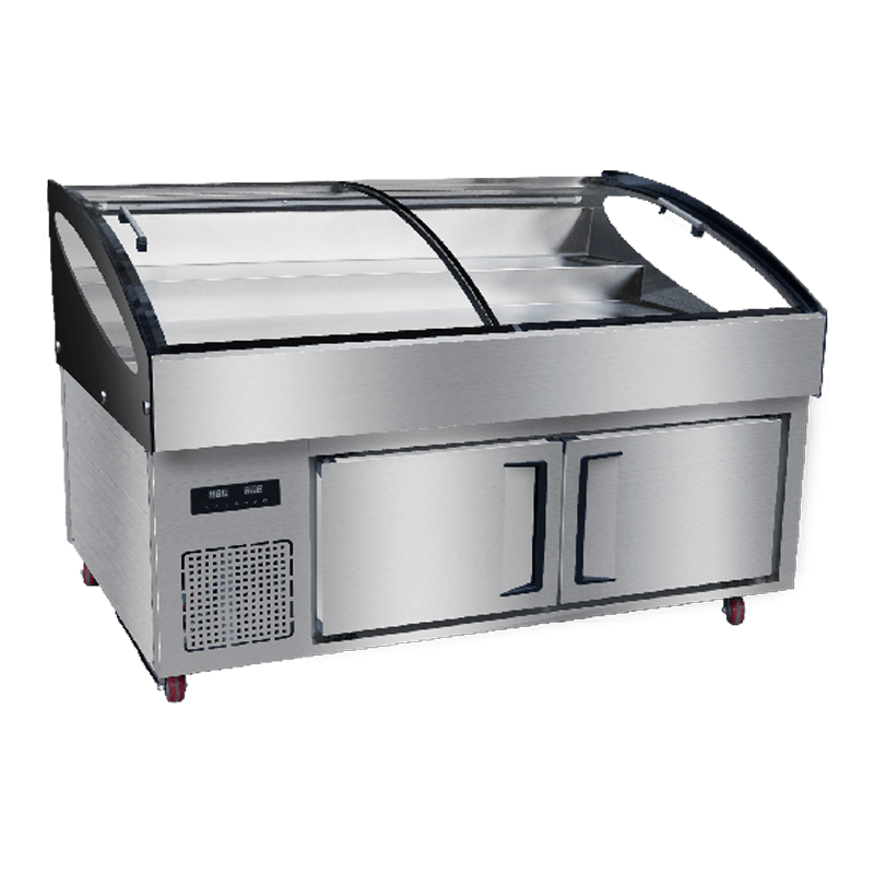 1,8 m roestvrijstalen keukenkoelkast met drie lagen en stappen 1,8 m roestvrijstalen keukenkoelkast met drie lagen en stappen